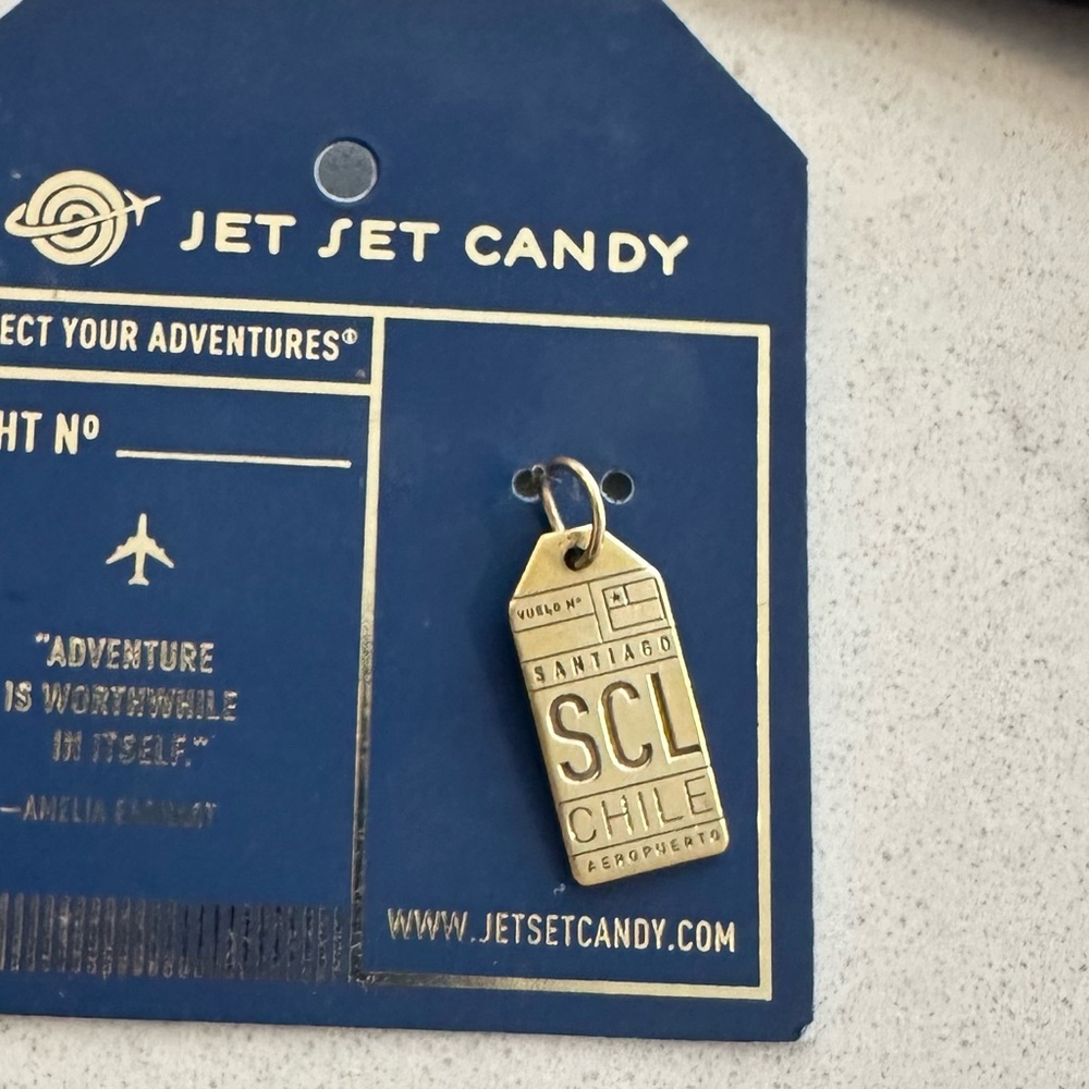 SANTIAGO Argentina SIL Airport Gold Charm ✈️ 14K gold - Jet Set Candy